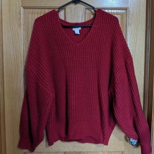 Red Oversized Knit Sweater